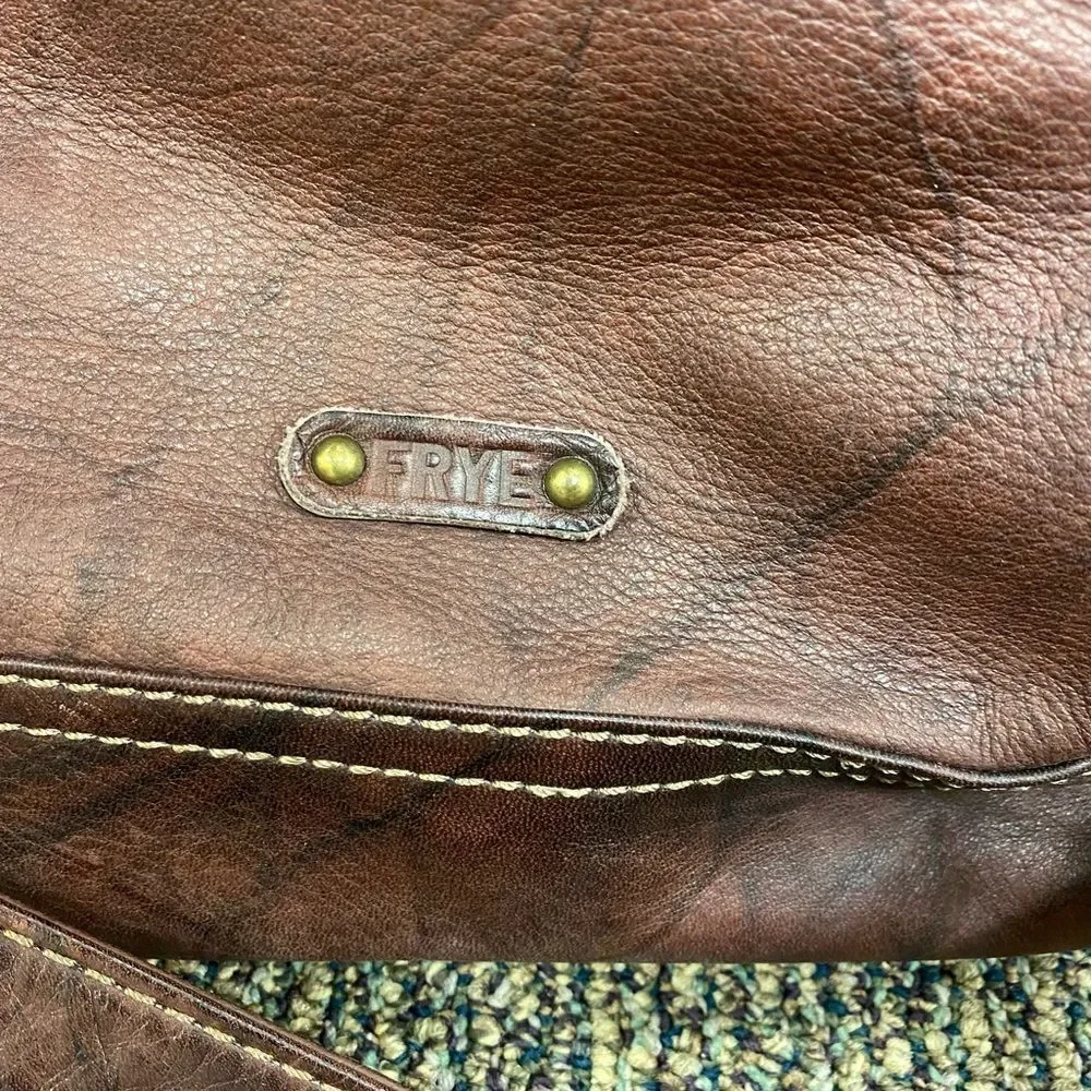 Frye burgundy brown distressed cross‎ body satchel hand bag